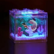 Small Betta Fish Tank Set, Aquarium Tank Kit with USB LED Lighting, 0.5 Gallon Stackable Fighting Fish Tank Set