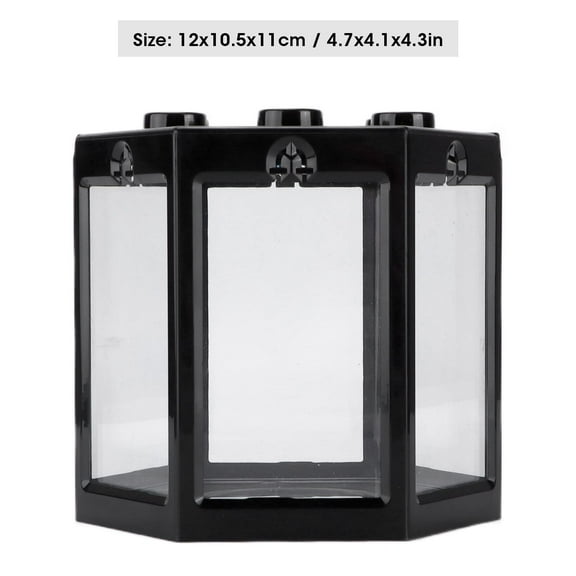 Small Betta Fish Tank, Stackable Mini Fish Tank Aquarium Tank Kit, Hexagon Fish Bowl with 300Pcs Aquarium Gravel Decoration, Tiny Cube Tank for Seaweed Balls Sea Monkeys, Green