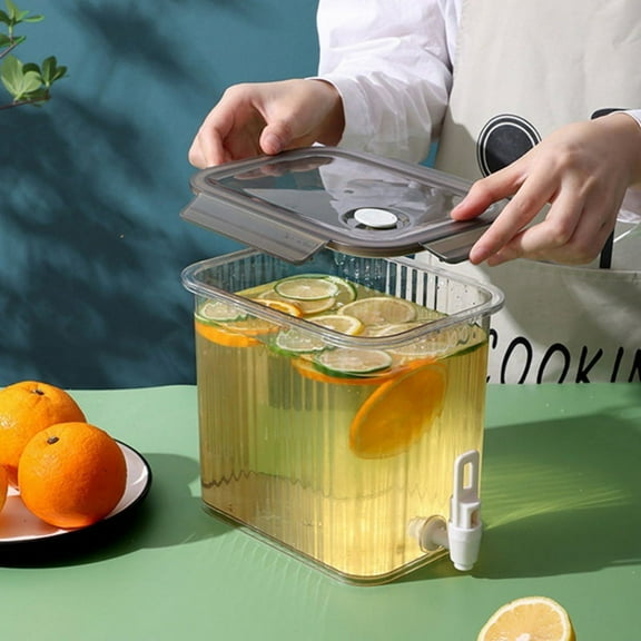Small Beverage Dispenser Plastic Refrigerator Beverage Dispenser Water Tank Iced Milk Lemonade 3.5L Container