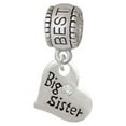 thumbnail image 1 of Small ''Big Sister'' Heart with Clear Crystal - Best Friend Charm Bead, 1 of 1