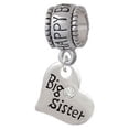 thumbnail image 1 of Small ''Big Sister'' Heart with Clear Crystal - Happy Birthday Charm Bead, 1 of 1