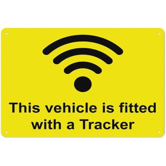 Small Bike Etc This Vehicle Is Fitted With A Tracker Yellow Notice Sign 8"x12", Aluminum Tin Warning Signs for Home Outdoor Garden, Durable Security Sign