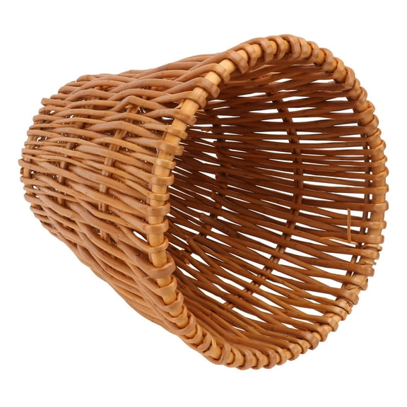 Small Bin for Bathrooms Rattan Wicker Basket Hamper Trash Can Office
