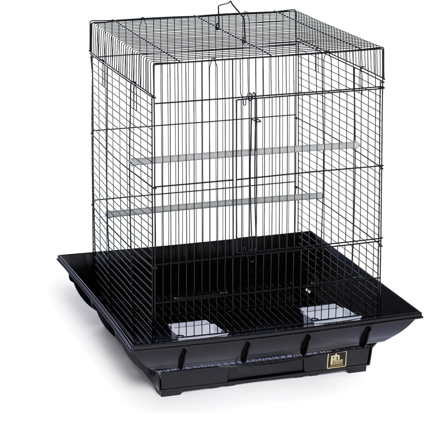 Small Bird Cage, 45 x 45 x 60 cm Travel Carrier Cage with Pull-Out Tray and 2 Perches, Metal Portable Bird Carrier with Handle, for Parrot, Budgie, Parakeet, Small Medium Birds