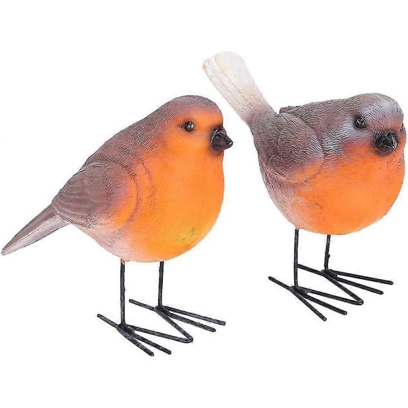 Small Bird Figurine, 2 Pieces Resin Bird Decor Indoor Outdoor Garden Art Craft Ornaments for Home Garden Lawn Yard