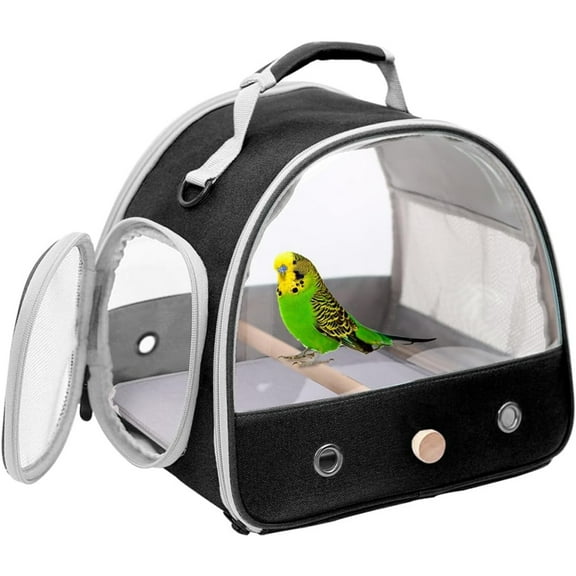 Small Bird Travel Cage Carrier, Portable Parrot Parakeet Carrier with Standing Perch and Comfy Mat, Budgies Carry Transport Bag for Vet Visit Shopping and Outdoor Adventure.
