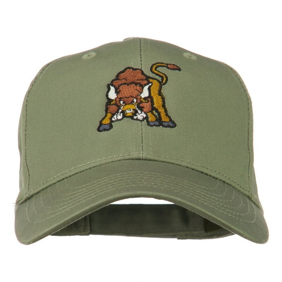Small Bison Mascot Embroidered Low Profile Cap - Olive OSFM