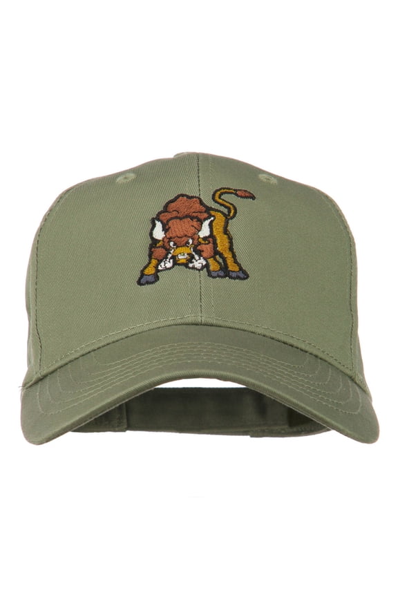 Small Bison Mascot Embroidered Low Profile Cap - Olive OSFM