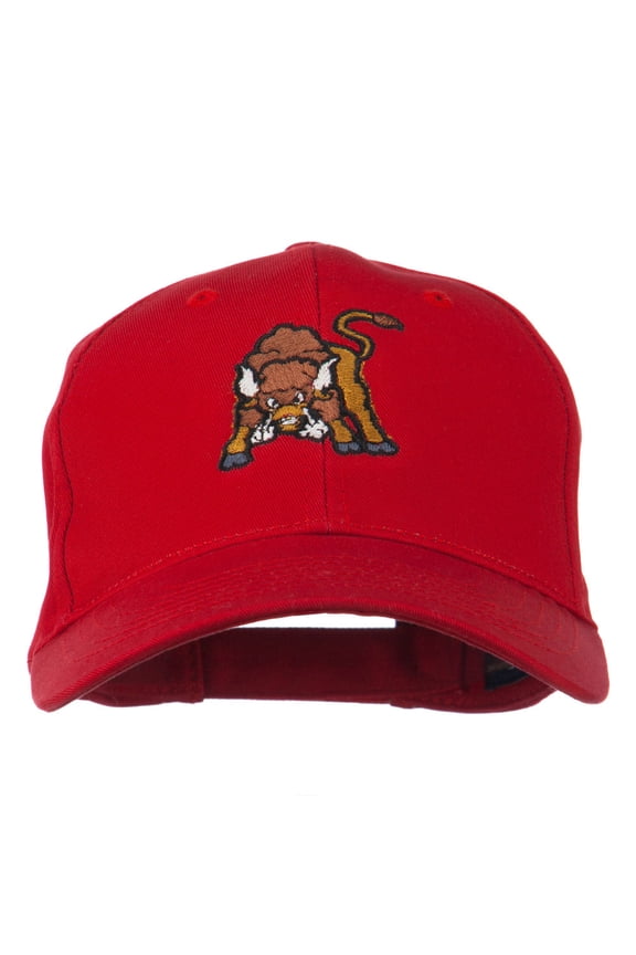 Small Bison Mascot Embroidered Low Profile Cap - Red OSFM