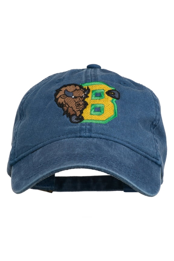 Small Bison Mascots Embroidered Washed Cap - Navy OSFM