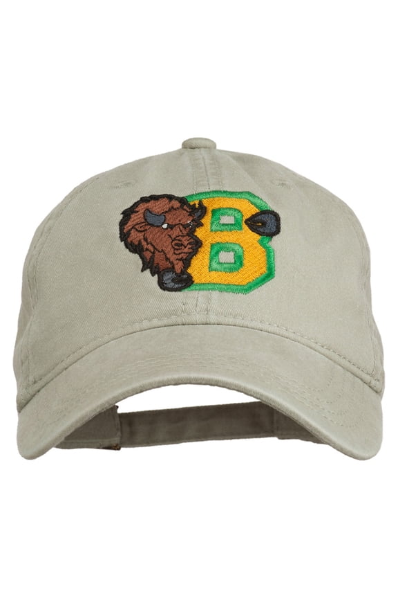 Small Bison Mascots Embroidered Washed Cap - Stone OSFM
