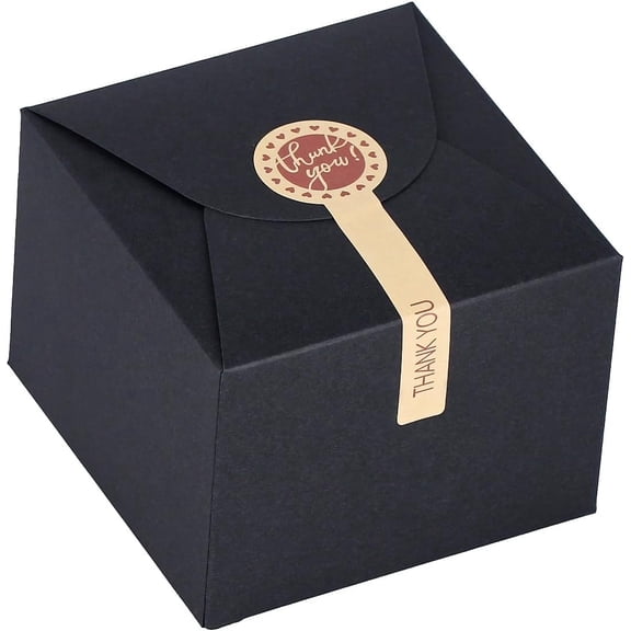 Small Black Boxes for Gifts, 10 PCS Gift Box with Stickers for Thanksgiving, Anniversaries, Party, Birthday, Graduations, and More(4.75” x 4.75” x 3.53”)