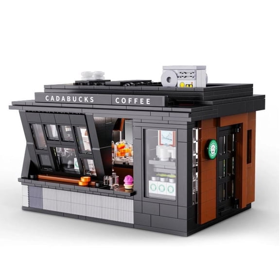 Small Black Coffee House Modular City Building Blocks Toy Bricks Set|General Jim's Toys | Compatible with Lego, Cobi, Wange, Sembo and all major brick building brands.