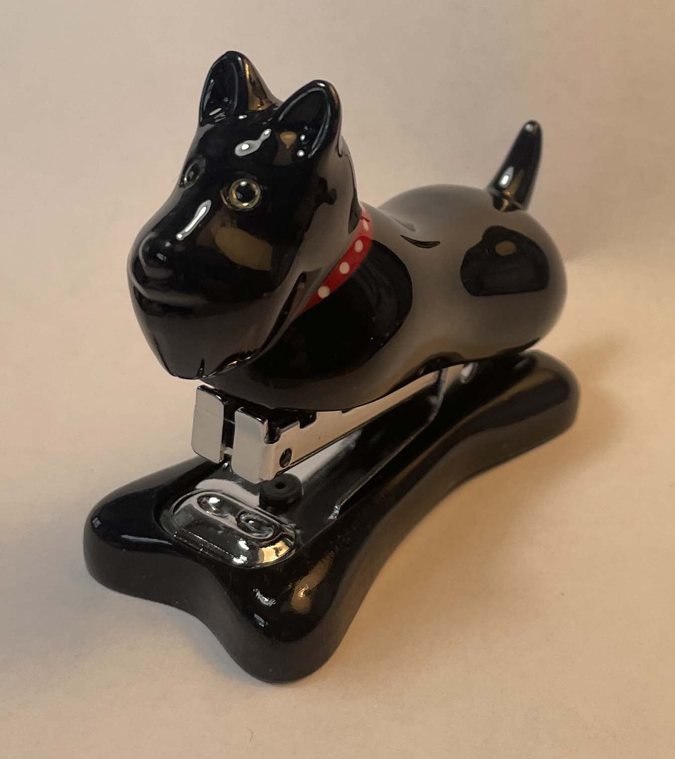 Small Black Dog Stapler Glossy Detailed Decorative