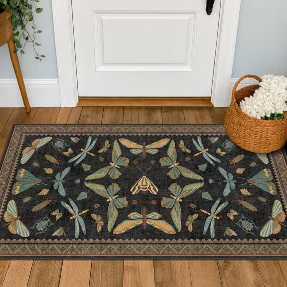 Small Black Entryway Runner Rug - 2x4 Front Door Indoor Entrance Waterproof Carpet For Kitchen Floor Bathroom Powder Room Washabl