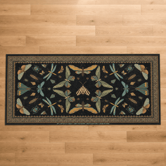 Small Black Entryway Runner Rug - 2x4 Front Door Indoor Entrance Waterproof Carpet For Kitchen Floor Bathroom Powder Room Washable Low Pile Non Slipect Print Multi Color Home Decor