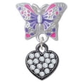 thumbnail image 1 of Small Black Heart with Clear Crystals - Butterfly Charm Bead, 1 of 1