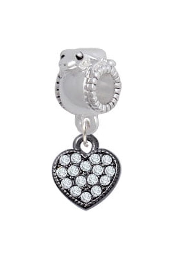 Small Black Heart with Clear Crystals - Frog Charm Bead