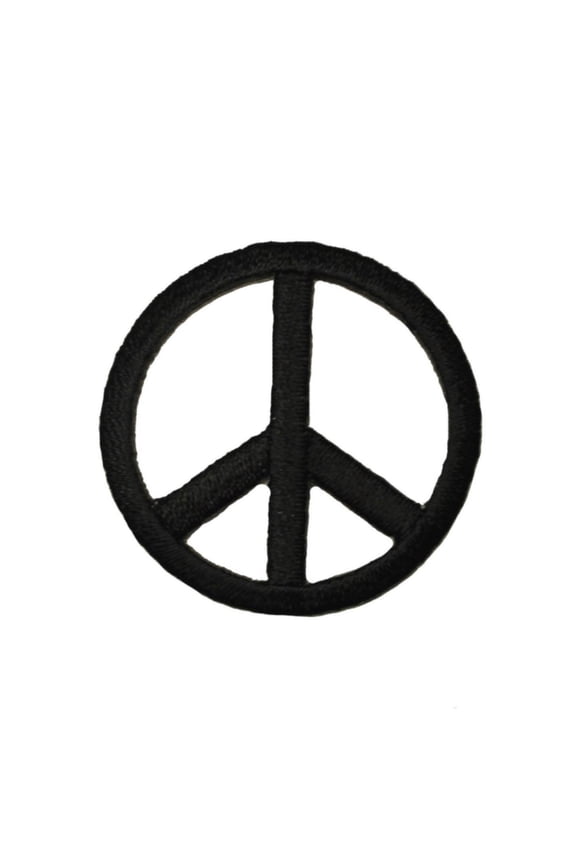 Small Black Peace Sign Patch Die Cut Hippie Groovy Symbol Iron On Applique
