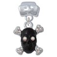 thumbnail image 1 of Small Black Resin Skull with AB Crystals - Nurse Hat Charm Bead, 1 of 1