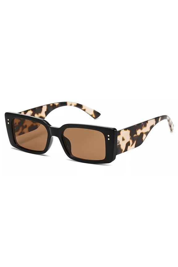 Small Black Retro 90's Thick Square Frame Men Women Rectangle Fashion Sunglasses