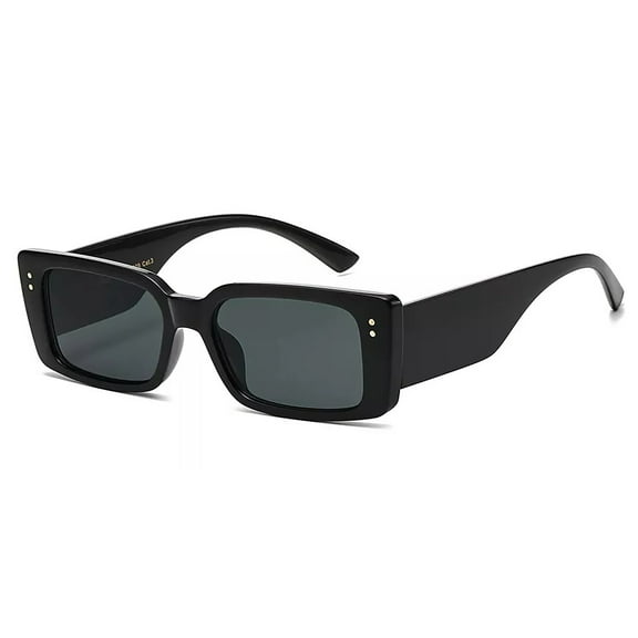 Small Black Retro 90's Thick Square Frame Men Women Rectangle Fashion Sunglasses
