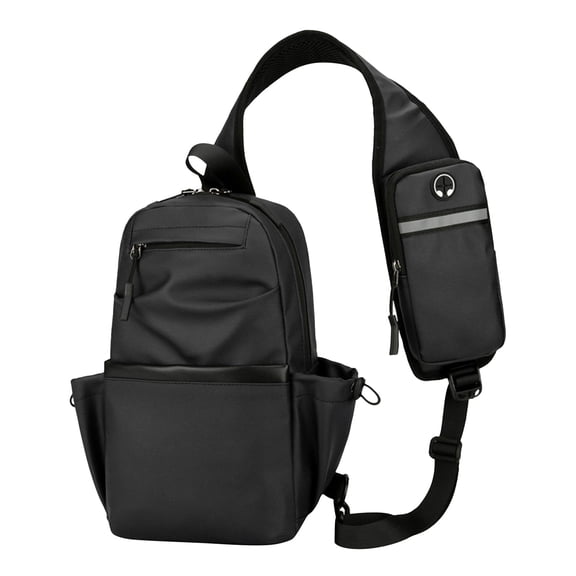 Small Black Sling Crossbody Bag for Men Women, Tactical Backpack Shoulder Daypack Mini Anti-Theft Motorcycle Chest Bags, Small One Strap Backpack for Casual Travel Hiking Outdoor Sports