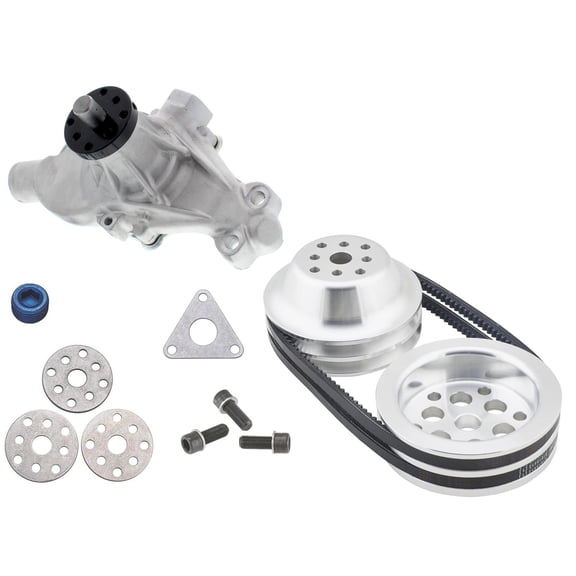 Small Block Chevy Adjustable Water Pump with V Belts