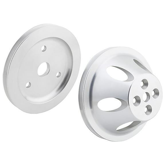 Small Block Chevy Aluminum Single Groove Pulley Set, Short Pump