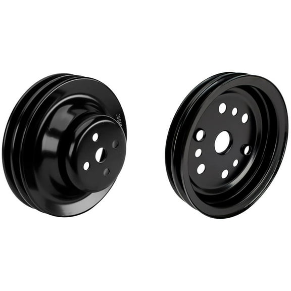 Small Block Chevy Black Double-Groove Pulley Set, Short Pump