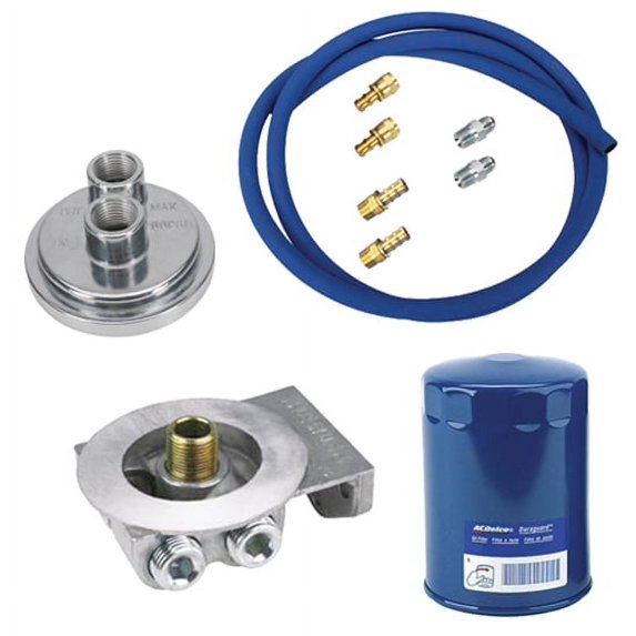 Small Block Chevy Remote Oil Filter Relocation Kit, Horizontal