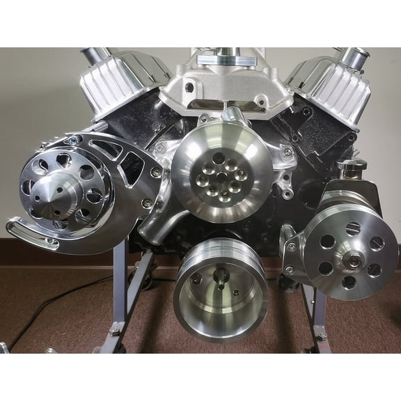 Small Block Chevy Serpentine Pulley Conversion Kit Power Steering SBC 350 400