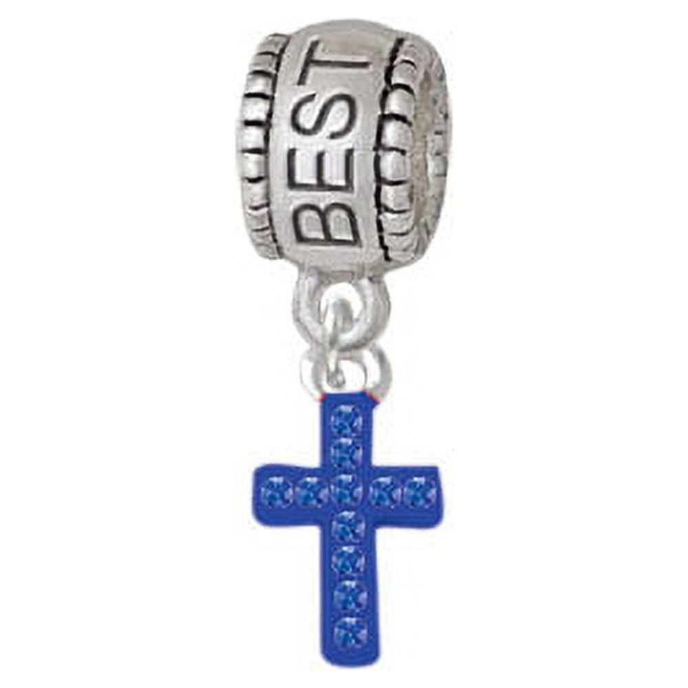 Small Blue Crystal Cross - Best Friend Charm Bead