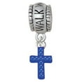 thumbnail image 1 of Small Blue Crystal Cross - Walk With Jesus Charm Bead, 1 of 1