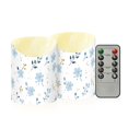 thumbnail image 1 of Small Blue Flower Pattern Flameless Candles 2 PCS with Remote Realistic Moving Flame LED Tapered Pillar Set for Home Decor, 1 of 7