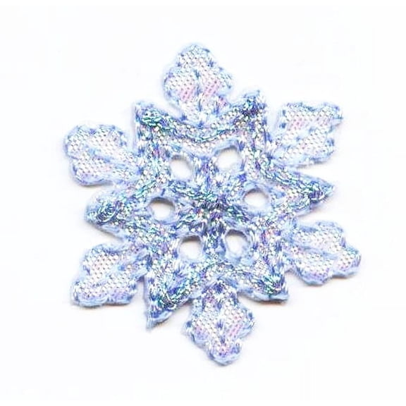 Small Blue Snowflake - Shimmery/Iridescent - Iron on Applique/Embroidered Patch