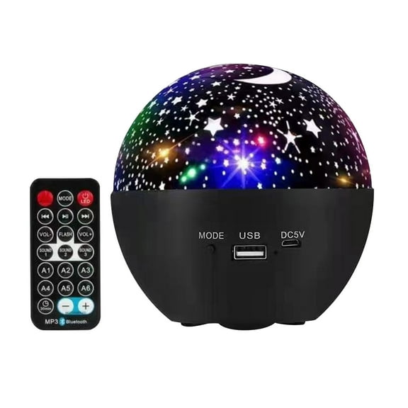 Small Bluetooth Speakers Wireless Sky Light Rotating Romantic Starlight Projection Light Bluetooth Sound Atmosphere Light Mini Bluetooth Speaker Black
