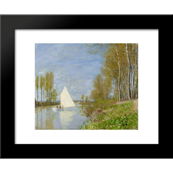 Small Boat on the Small Branch of the Seine at Argenteuil 20x24 Framed Art Print by Monet, Claude