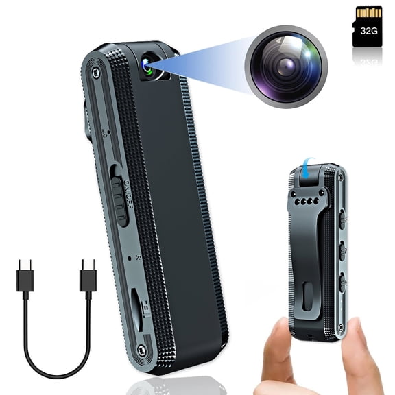 Small Body Camera Ture 1080P Full HD ,Mini Body Camera with 32GB Memory Card,Premium Portable Body Camera with Night Vision and Motion Detection Wearable for Office, Law Enforcement, Security Guard
