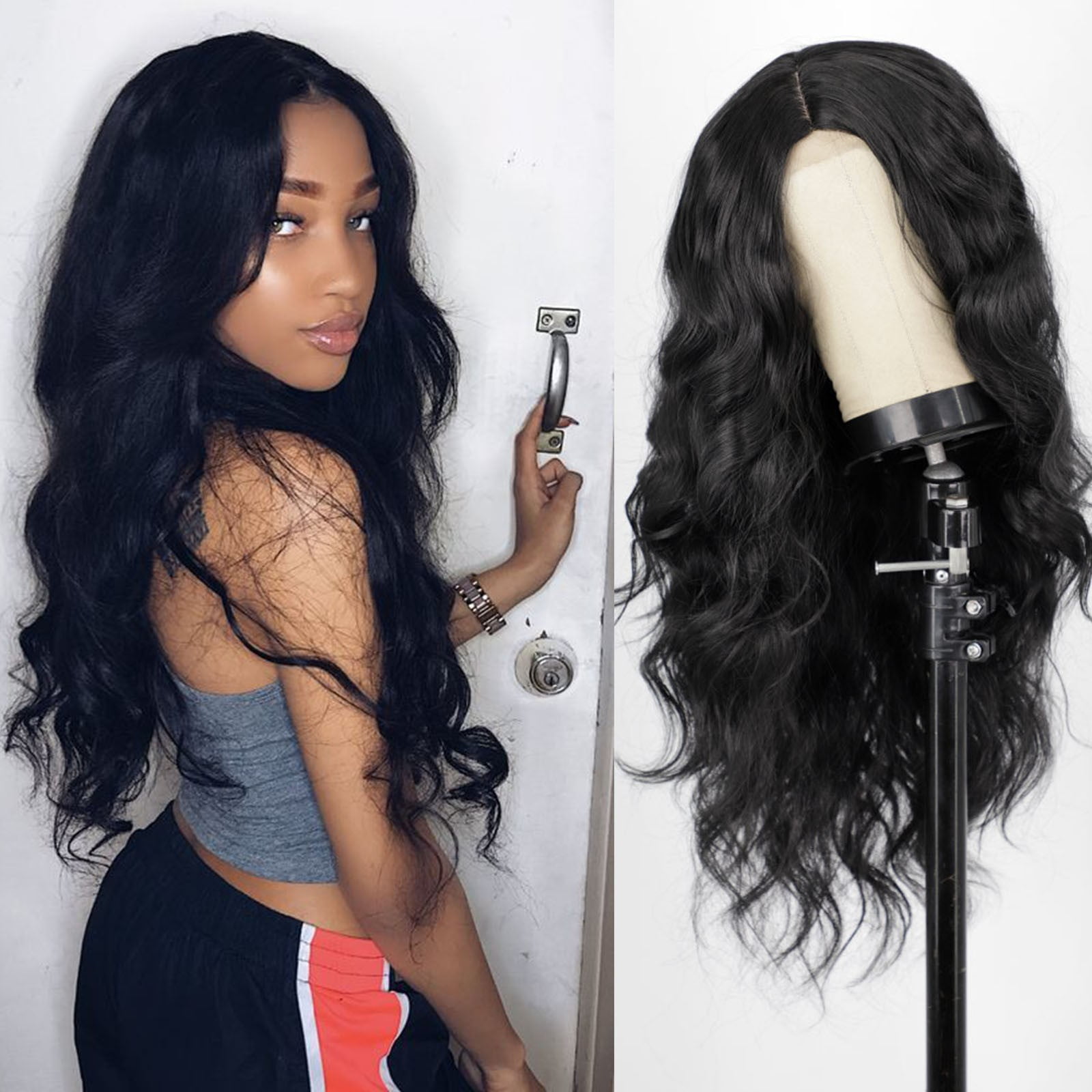 Small Body Lace Front Wig Human Hair Blend With High Temperature Fiber For Women Natural Looking Hairpiece