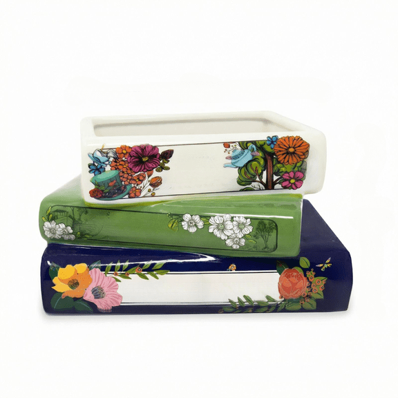 Small Book-Shaped Decorative Planter, Ceramic book Planter for Home Decor, Cute Bookshelf Accent, Unique Planter for Book Lovers