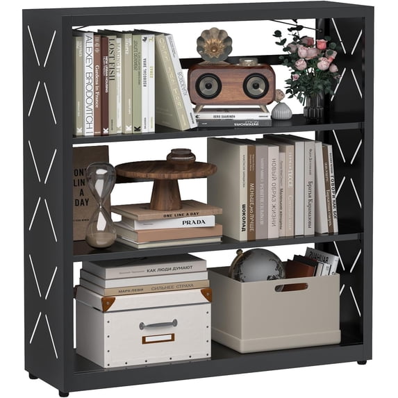 Small Bookshelf, 3-Tier Metal Adjustable Bookcase with Anti-Tip Kit ...
