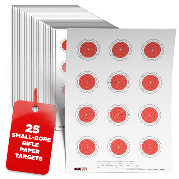 Small Bore 50 Feet Rifle Paper Shooting Range Target by EZ2C Style 27 (25 Count)