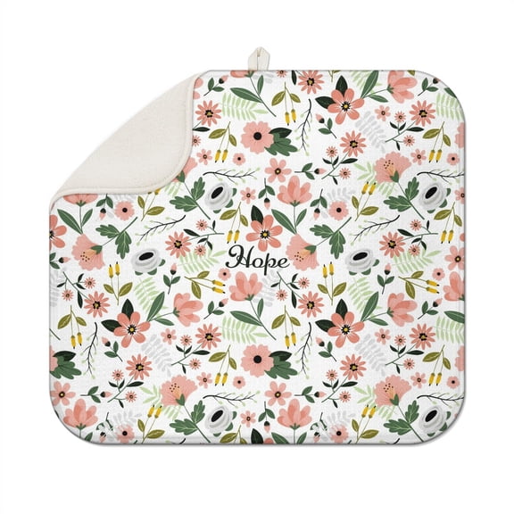 Small Botanical Print Dish Drying Mat Super Absorbent Foldable Mat