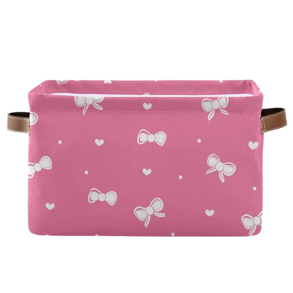 Small Bow Foldable Storage Large Fabric Storage Baskets Organizer Storage Bins with Handles for Home Office