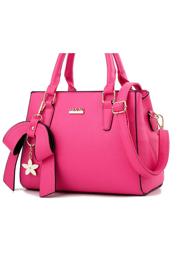 Small Bow with Flower Dangling Purse Fuchsia