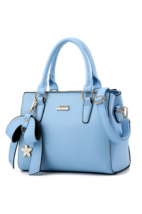 Small Bow with Flower Dangling Purse Light Blue