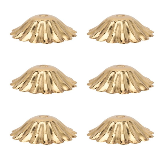 6pcs Small Metal Fan Light Bowl Caps, Flower Shaped Replacement Fixture Accessories, Golden Finish, 8x2.5cm Size for Home Lighting