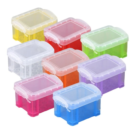 Small Box, Stackable Mini Storage Box with Lid, Clear Organizer Container for Small Crafts Items - 8 Pack