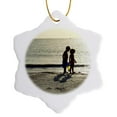 thumbnail image 1 of 3drose, Small Boy and Girl on Beach, 3 inch Snowflake Porcelain Ornament, 1 of 7